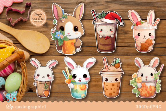 Download Cute Bunny Kawai Printable Stickers - Bunny Collection
