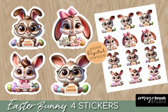 Download Cute Easter Bunny Stickers PNG for Kids - Bunny Collection