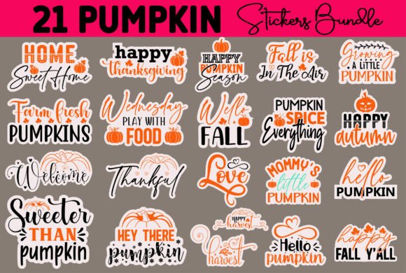 Download Pumpkin Stickers Design Bundle - Pumpkin stickers Collection