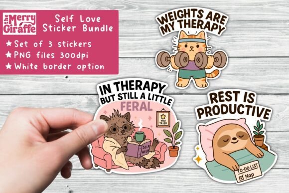 Download Set of 3 Self Love Sticker Bundle - Self love sticker Collection