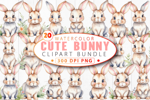 Download Watercolor Cute Bunny Clipart Bundle - Premium Resources