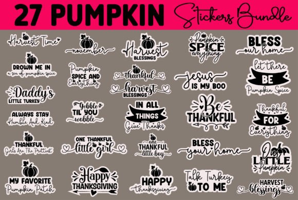 Download Pumpkin Stickers Design Bundle - Pumpkin stickers Collection