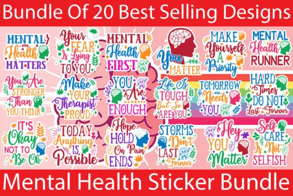 Download Mental Health Sticker Bundle,PRINTABLE - Mental health sticker bundle Collection