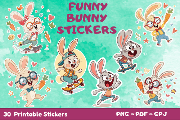 Download Funny Bunny Stickers for Kids - Bunny Collection