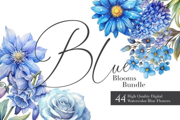 Download 44 Watercolor Clipart Set: Serene Blooms - Blooms Collection