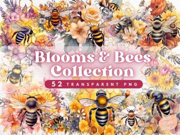 Download Watercolor Clipart - Blooms and Bees - Blooms Collection